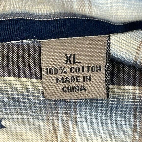 Tommy Bahama Plaid Button Front Shirt Indigo Palms LS Brown Blue Mens XL X-Large - Picture 6 of 7